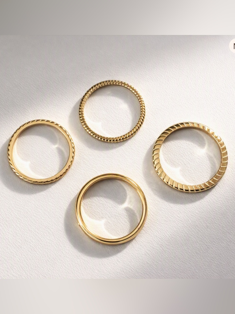 5/$25 Classic Gold Stackable Rings - Set of 4 Size 10